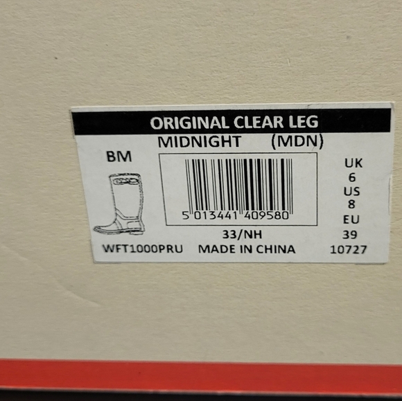 HUNTER Original Tall Clear Leg Rain Boots Midnight - Picture 6 of 7